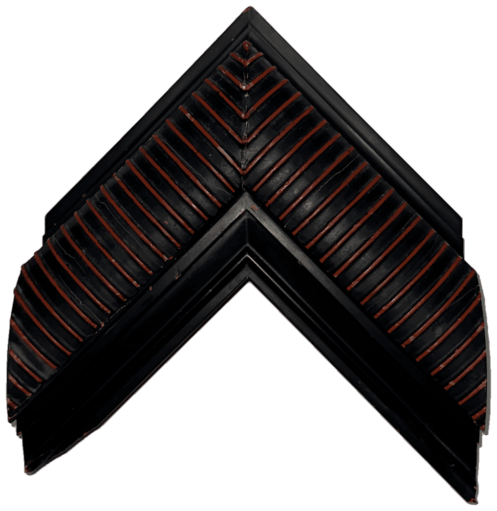Madera laqueada negra con chevron rojo