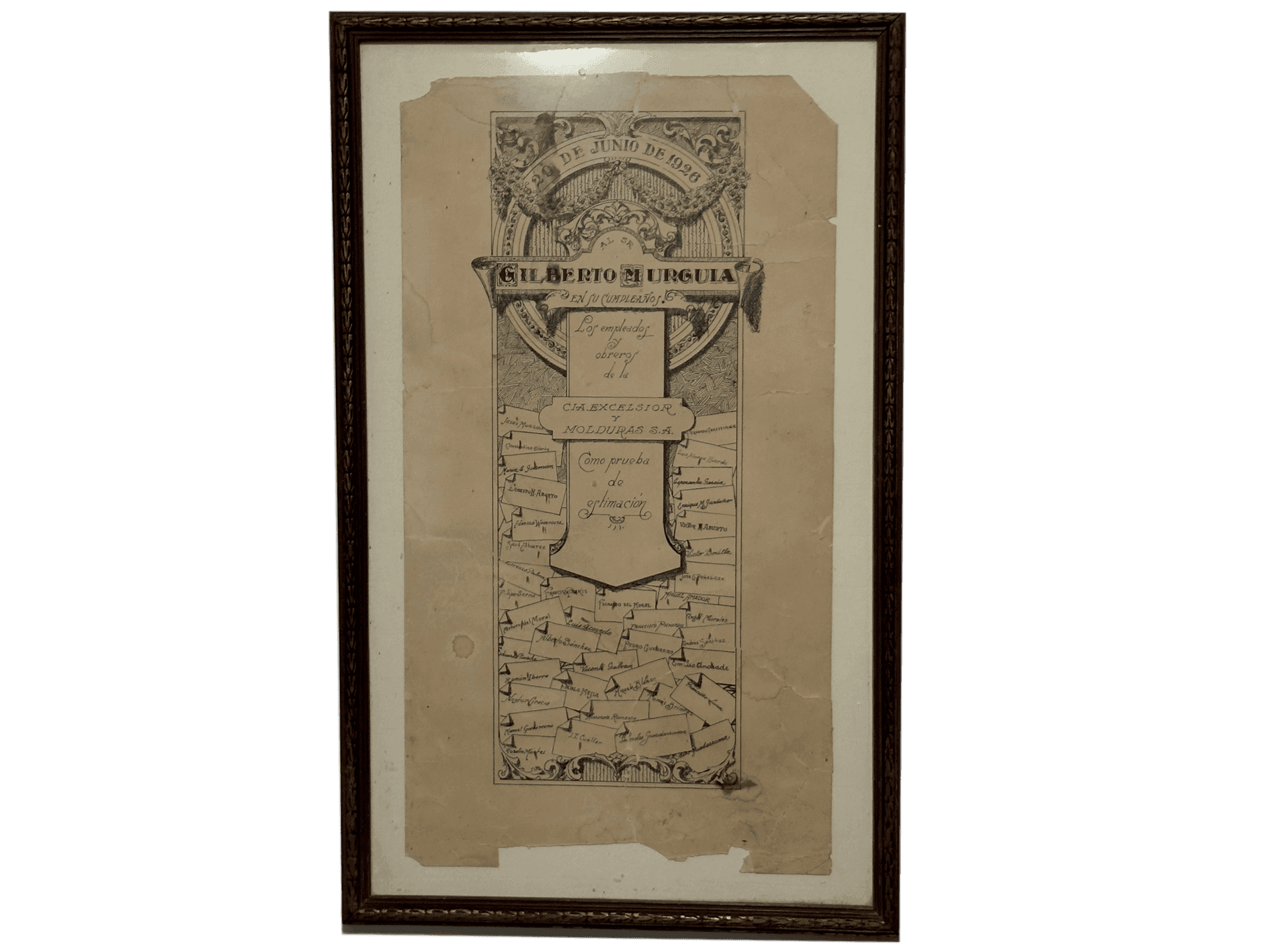 Cuadro homenaje al Sr. Gilberto Murguía, 1926